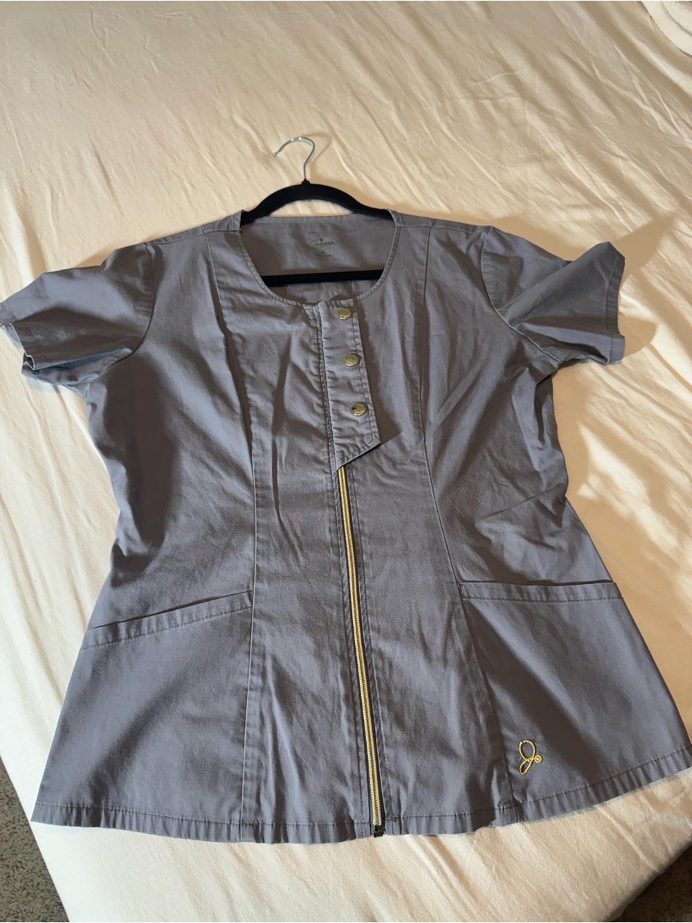 Jaanuu Slate Gray Zip-Front Medical Top